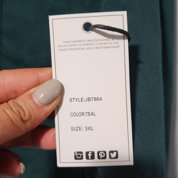 JUDY BLUE Cropped Denim Jacket Plus 3XL Teal Raw Hem Stretch JB7864 NEW - Picture 14 of 15